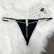 [FARZAH] Women Panties Female Underwear 3PCS/Set Sexy Custom Crystal Letters Name G-String Waist Chain Women Personalized Body Chain Lace Bikini Thong Beach Custom Jewelry Gift(BK01,NO Letters)