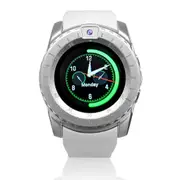 V8s 1.22' IPS Curved Screen GSM Watch Phone Sleep Monitor Music Player Remote Camera Smart Watch WHITE COLOR