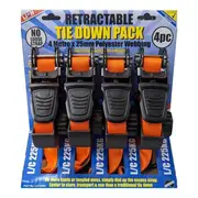 Retractable 4 Pack L/C 225KG 4m Tie Down Ratchet Strap
