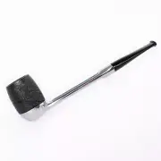 Sandblasted Tobacco Pipe Straight Metal Aluminum Shank Stem Pipe Briar Wood Bowl