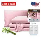 OEKO-TEX Certified Split King Bamboo Sheet Set - 5 Pieces, Light Pink Elegance