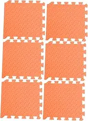 NOLITOY 6Pcs Thicken Eva Leaf Grain Interlocking Tiles Safe Durable Cushioned Splicing Rug for Play for Living Rooms Bedrooms and More Orange