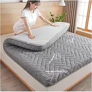 Futon Mattress, Japanese Floor Mattress, Thicken Breathable Dormitory Sleeping Pad, Portable Roll Up Mattress, Pressure-Resistant Latex Hard Cotton Mattress(Light Gray,35x75x4in)