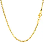 14K Yellow Gold Filled Solid Rope Chain Necklace, 2.1mm Wide