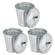 3 Pcs Waste Bin Tabletop Trash Can Mini Flowerpot with Lid Office