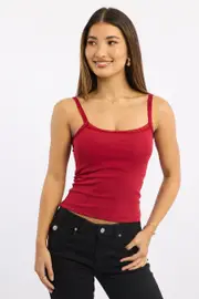 Red Lace Tank Top Sleeveless - Size 12M, Women's Singlet