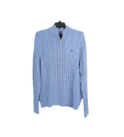 Polo Ralph Lauren Cable Knit Cotton Quarter Zip Sweater NEW Mens XXL Blue Top