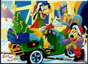 MICKIE MOUSE AND GOOFY, VINTAGE COLLECTIBLE CHRISTMAS CARD.