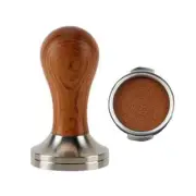 Coffee Tamper Solid Wood Handle Stainless Steel Thread Base 51mm 53mm 58mm