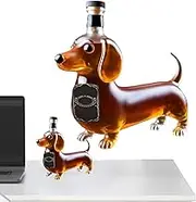 Whiskey Bottle - Glass Liquor Bottle Dachshund Dog Shape, Transparent Wine Container Dispenser, Funny Animal Statue Collectible for Dad, Husband, Father
