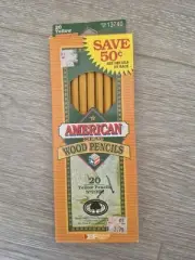 Vtg American Real Wood Pencils Pack Of 20 New Old Stock Pencils Yellow Pencils