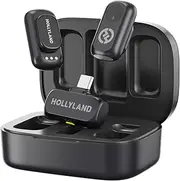 Hollyland Lark A1 Duo - Wireless Mini Microphone for iPhone 15/16 & Android (2TX + USB-C RX + Charging Case), Magnetic Mic for YouTube, TikTok, Podcast, Interviews (Black)