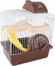 Luocute 2 Tier Hamster Cage Hamster Small Animal Cage Hamster Home with Removable Design Wire Mesh Grids for Hamsters Guinea Pigs Rabbits (Coffee)