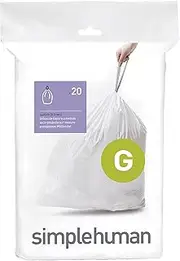 Simplehuman Code G 30L Custom Fit Bin Liners, White, CW0166