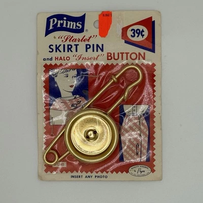 Vintage Skirt Pin Insert Button Sewing Accessory Prims Starlet 1950s NOS Card