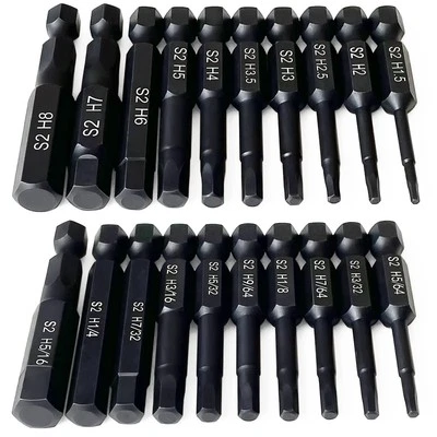 Hex Head Allen Wrench Drill Bit Set (10pc Metric & 10pc SAE), PTSLKHN Allen W...