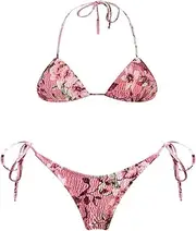 [N\P] NP Triangle Push Up Bikini Set String Thong Swimwear Ruched Bikinis Women Two Piece Watermelon Red