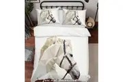 3D White Geometry Horse Quilt Cover Set Bedding Set Duvet Cover Pillowcases SF117