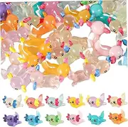 Mini Axolotl, Mini Resin Axolotl 64Pcs Cute & Cartoon Luminous DIY Friendly Decorative Resin for Bonsai Pool Dollhouse Aquarium Tabletop, Random Color