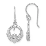 Sterling Silver Polished Claddagh Dangle Earrings