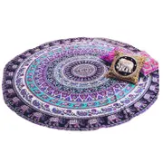 Mandala Tapestry Hippie Indian Round Mandala Beach Blanket Picnic Table Cover Boho Gypsy Tablecloth Beach Towel, Purple