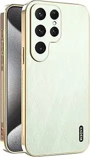 [BEENTRYS] Luxury Plating Case for OnePlus 11/11 Pro Cover,PU Leather Classic Elegant Electroplated Golden Edge Slim Thin Soft TPU Bumper Anti-Scratches Shockproof Protective Phone Case-Green