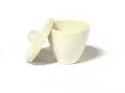 Eisco Labs Porcelain Crucible with Lid, Tall Form, 30mL Capacity