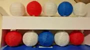 Red White Blue Chinese Lantern String Lights Indoor Outdoor Americana Patriotic