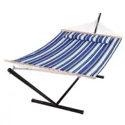 Two Person Hammock with Stand Heavy Duty, Free Standing Navy&light Blue