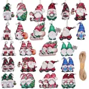 36 Pieces Wooden Gnomes Decorations, Christmas Wood Gnome Hanging Ornaments W...