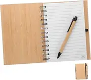 PLAFOPE Bamboo Cover Journal Spiral Bound Notebook Student Notepad Office Diary Writing Notebook