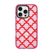 iPhone 16 Pro Impact Case MagSafe Compatible Preppy Red Pattern