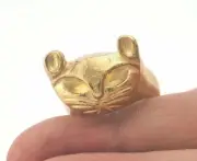 Cat Adjustable Ring Raw brass (18mm 8US inner size - Adjustable ) Oz3685