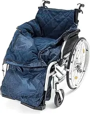 Biscay Deluxe Wheelchair Cosy - Extra Large | Navy Blue | Waterproof Polyester & PVC Quilted Fleece Lined Zipped Opening Adjustable Buckled Loops Wheelchair Cosy for Protection from Elements