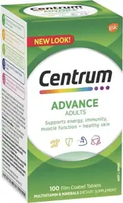 Centrum Advance Multivitamin With Vitamins Minerals To Support Energy 100Tab