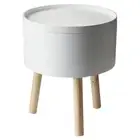 Modern Contemporary White Storage Space Side Table Scandi Wooden Living Bedside