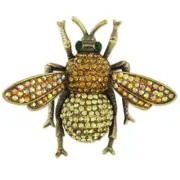 GOLD PLATED CRYSTAL YELLOW BUMBLE BEE BROOCH PIN MADE WITH SWAROVSKI ELEMENTS