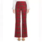 Preston & York Festive Red Trousers Cherry Plaid Pants Size 18
