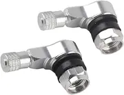Tire Valve Stem, Universal Motorcycle Aluminum Wheel Tire Valve Stems Caps 2PCS 11.3mm 90 Degree, Leakproof Outlast for Bike Scooter Car (Silver)