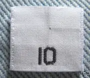 1000 pcs WOVEN CLOTHING GARMENT SEWING LABELS, SIZE TAGS - SIZE 10 - TEN - WHITE