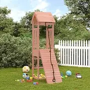 Solid Wood Douglas Playhouse with Climbing Wall, Play Tower, and Sandpit - Backyard Multi-Activity Centre for Kids, 131 x 64 x 207 cm, Outdoor Swing Set Compatibility