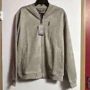 Ben Sherman Faux Suede Bomber Jacket Full Zip Long Sleeve Mens Medium NWT
