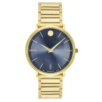 在飛比找蝦皮購物優惠-Movado超薄藍色錶盤石英男士手錶 0607510