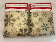 Set Of 2 NEW holiday time Vinyl Tablecloth 52”x52” Square