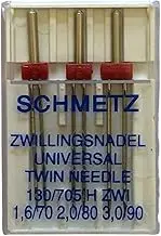 SCHMETZ Sewing Machine Needles 3 Twin Universal Needles 1.6/70 2.0/80 3.0/90 | 130/705 H ZWI SORT. Can be used on all household sewing machines with zigzag function