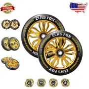 High-Rebound 120mm Pro Scooter Wheels with ABEC-9 Bearings - Black-Gold Pair