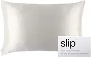 slip The Original Queen Pure Silk Pillow Case - 100% Pure 22 Momme Mulberry Silk - Queen Size Standard Pillow Case - Anti-Aging, Anti-BedHead, Anti-Sleep Crease, White (20" x 30")