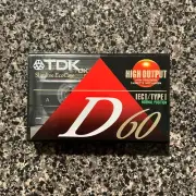 TDK D60 High Output Slimline EcoCase Blank Audio Cassette Tape *New/Sealed"