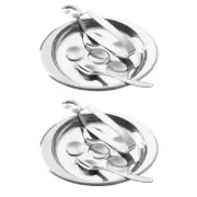 Stainless Steel Escargot Plates with 6 Compartment Holes, 2 Sets Seafood Snai...