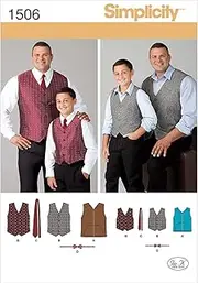 Simplicity 1506 Husky Boys Big and Tall Men's Vests Sewing Pattern - Size S-M-L / 1XL-2XL-3XL-4XL-5XL